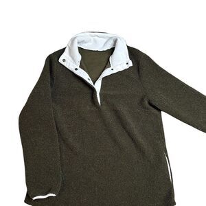 Olive Green Men's Sweater with‎ White Accents